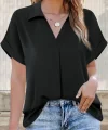 Kadın Kısa Kollu Yakalı Uzun Sandy Bluz