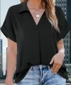 Kadın Kısa Kollu Yakalı Uzun Sandy Bluz