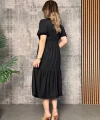 Kadın Kısa Kollu Yakası Açık Katlı Bürümcük Balon Elbise