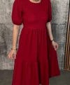 Kadın Kısa Kollu Yakası Açık Katlı Bürümcük Balon Elbise