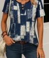 Kadın Kısa Kollu Yakası Bağcıklı Kuş Gözü Detay Süprem Bluz