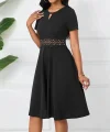 Kadın Kısa Kollu Yuvarlak Yaka Damla Detaylı Janjan Elbise