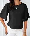 Kadın Kısa Kollu Yuvarlak Yaka Sandy Bluz