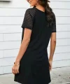 Kadın Kısa Kollu Yuvarlak Yaka şerit Kol Detaylı Viskon Elbise
