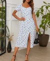 Kadın Kısa Kolluyakası Büzgü Detay Kolu Lastikli çiçek Baskı Elbise