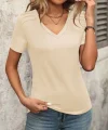 Kadın Kollu V Yakalı Omuzlarda çizgi Detaylı Viskon Bluz