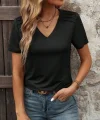 Kadın Kollu V Yakalı Omuzlarda çizgi Detaylı Viskon Bluz