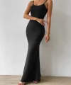 Kadın Kolsuz Askılı Bodycon Uzun Viskon Elbise