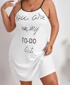 Kadın Kolsuz Askılı Sırt çapraz Detay To Do List Baskı Süprem Gecelik Elbise