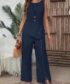 Kadın Kolsuz Düğmeli Asimetrik Detaylı Bürümcük Bluz Ve Pantolon Takım