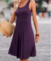 Kadın Kolsuz Göğüs Altı Pileli Viskon Elbise
