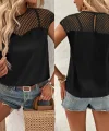 Kadın Kolsuz Göğüs Fileli Sandy Kumaş Bluz