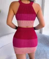 Kadın Kolsuz Halter Yaka Crop Ve Mini Etek Ikili Triko Takım