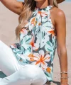 Kadın Kolsuz Halter Yaka Desenli Bluz