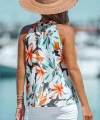 Kadın Kolsuz Halter Yaka Desenli Bluz
