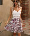Kadın Kolsuz Ip Askılı önü Güpürlü V Yakalı çiçek Baskılı Süprem Elbise
