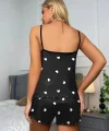 Kadın Kolsuz Kalp Desen şortlu Süprem Pijama Takımı