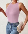 Kadın Kolsuz Sırt çapraz Detay Triko Bluz