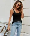 Kadın Kolsuz U Yaka Askılı Triko Bluz