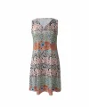 Kadın Kolsuz V Yaka çiçek Desenli Süprem Elbise