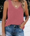 Kadın Kolsuz V Yaka Kalın Askılı Triko Bluz