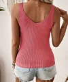 Kadın Kolsuz V Yaka Kalın Askılı Triko Bluz