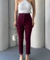 Kadın Krep Kumaş çimalı Yüksek Bel Pantolon
