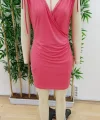 Kadın Kruvaze Yaka Büzgü Ve Aksesuar Detay Sandy Mini Elbise