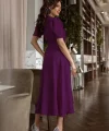 Kadın Kruvaze Yaka idi Boy Kuşaklı Krep Elbise 120 Cm