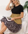 Kadın Leopar Detay üç Parça Viskon Elbise