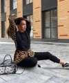 Kadın Leopar Ve Gömlek Detay Sweat Ve Pantolon Kili Takım