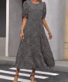 Kadın Mini Leopar Desen Midi üç Kat Elbise