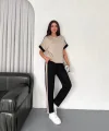 Kadın Modal Dokulu Kumaş Yanı şeritli Takım