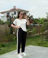 Kadın Modal Dokulu Kumaş Yanı şeritli Takım