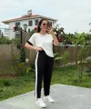 Kadın Modal Dokulu Kumaş Yanı şeritli Takım