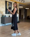 Kadın Modal Kumaş Fermuarlı Kolsuz Midi Boy Elbise