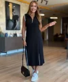 Kadın Modal Kumaş Fermuarlı Kolsuz Midi Boy Elbise