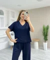 Kadın Modal Kumaş Rahat Kesim V Yaka Eşofman Takımı