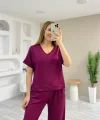 Kadın Modal Kumaş Rahat Kesim V Yaka Eşofman Takımı