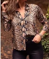 Kadın Moskrep Kumaş Yılan Desenli Gömlek
