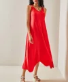 Kadın Omuz Askılı Toka Detay Maxi Boy Elbise