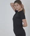 Kadın Omuz Fileli Slim Fit T-shirt - Siyah
