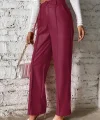 Kadın önden Fermuarlı Cepli Geniş Kesim Lame Deri Pantolon