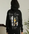 Kadın Oversize Üç İplik Kapüşonlu Sweatshirt – Siyah “Other Lives” Ön ve Arka Baskılı, Şardonlu Kışlık, Rahat Günlük Model Siyah