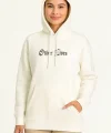 Kadın Oversize Üç İplik Şardonlu Kapüşonlu Sweatshirt – Beyaz “Other Lives” Ön ve Arka Baskılı, Kanguru Cepli, Ribanalı Rahat Kışlık Model Beyaz