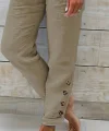 Kadın Paçası Güpür Detay Beli Lastikli Keten Pantolon