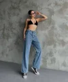 Kadın Palazzo Jeans Pantolon - Mavi