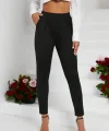 Kadın Pile Detay Beli Lastikli Günlük Slim Fit Viskon Iki Iplik Pantolon