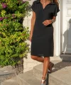 Kadın Polo Yaka Detaylı Aerobin Kumaş Elbise