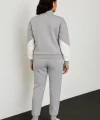 Kadın Premium Parçalı Eşofman Takım - Dik Yaka Fermuarlı Sweatshirt - Gri